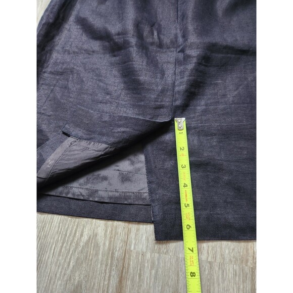 VTG Valerie Stevens Petite Pure 100% Linen Navy Blue Skirt Pnecil Hidden Zip 14 - Picture 7 of 8